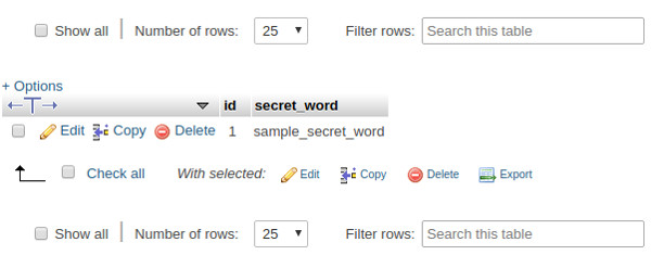 HNG Internship 2018 Stage 3 secret_word table in database